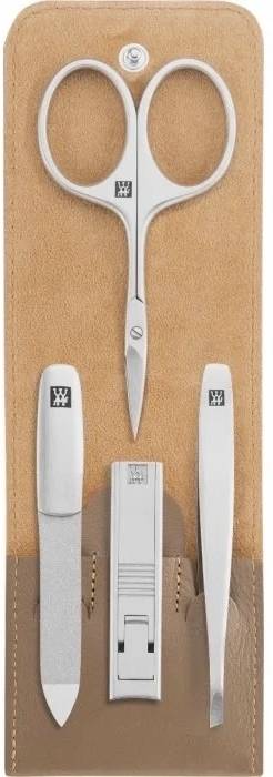 Zwilling Twinox manikúra, kůže v barvě taupe, 4 ks