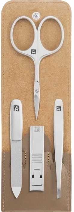 Zwilling Twinox manikúra, kůže v barvě taupe, 4 ks