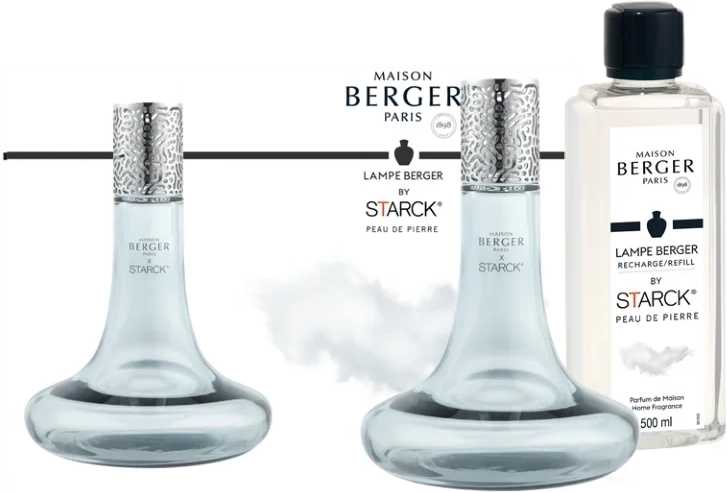 Maison Berger Paris Dárková sada: katalytická lampa Starck, šedá + Peau de Pierre, 500 ml
