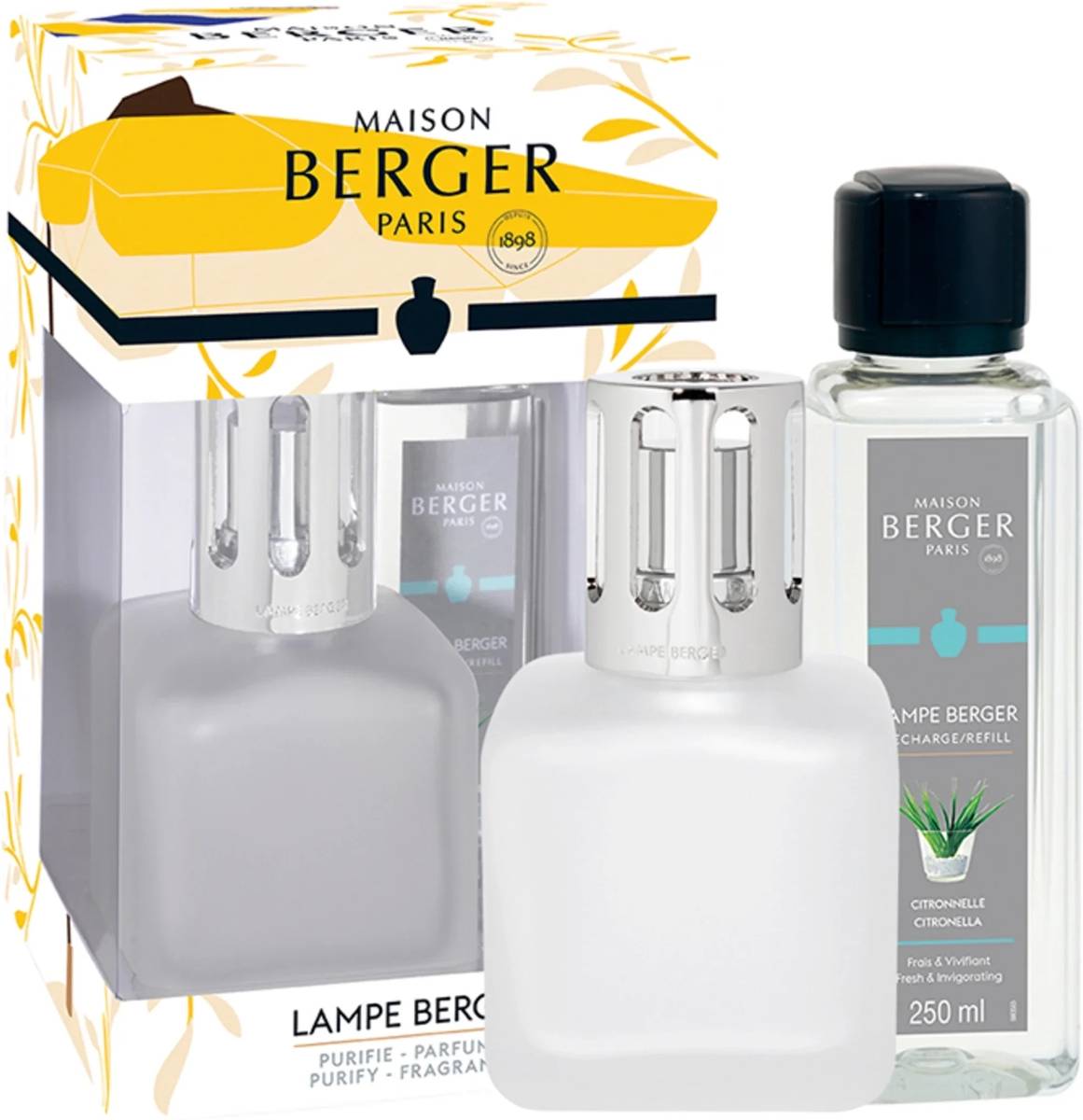 Maison Berger Paris Dárková sada: katalytická lampa Glacon, matná + Citronella, 250 ml