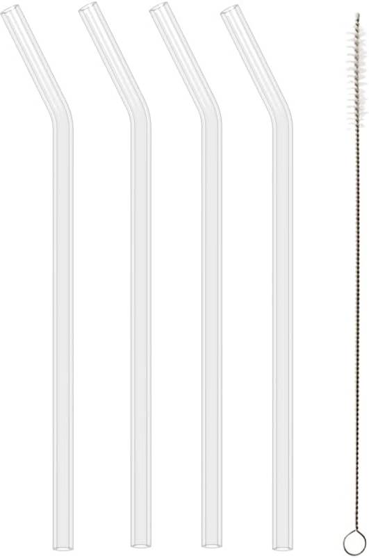 Koala Opakovaně použitelná zakřivená skleněná brčka, 4 ks