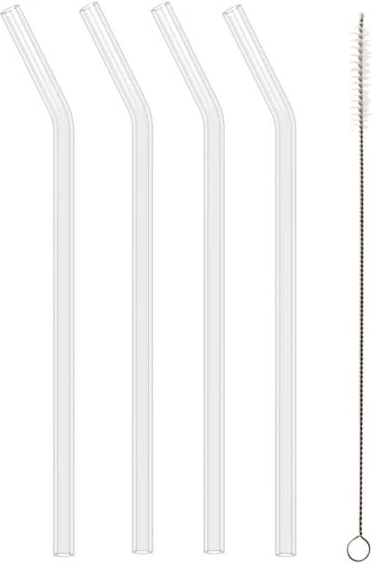 Koala Opakovaně použitelná zakřivená skleněná brčka, 4 ks