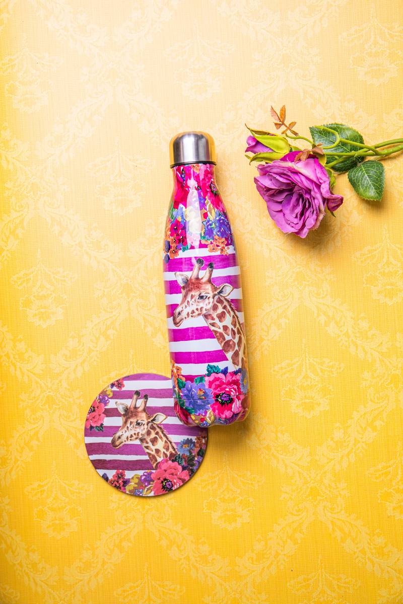Mikasa Wild at Heart Láhev na vodu, 500 ml, motiv žirafy