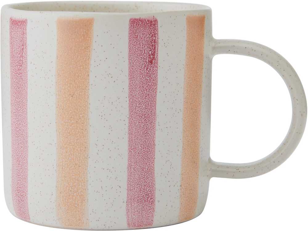 Mikasa Kameninový hrnek Pink and Red Stripe, 380 ml