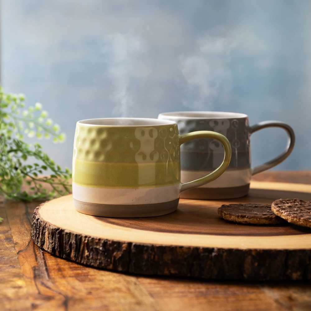 Mikasa Kameninový hrnek Green Textured Ombre, 320 ml