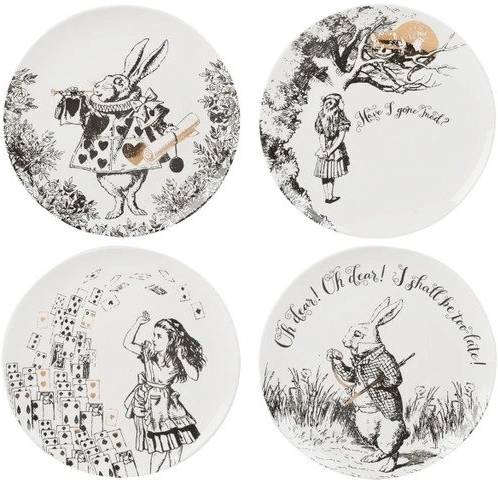 Mikasa V&A Alice In Wonderland Sada dezertních talířů, 4 ks