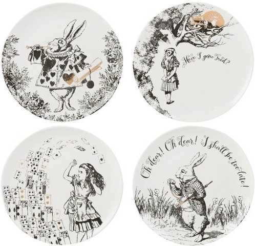 Mikasa V&A Alice In Wonderland Sada dezertních talířů, 4 ks