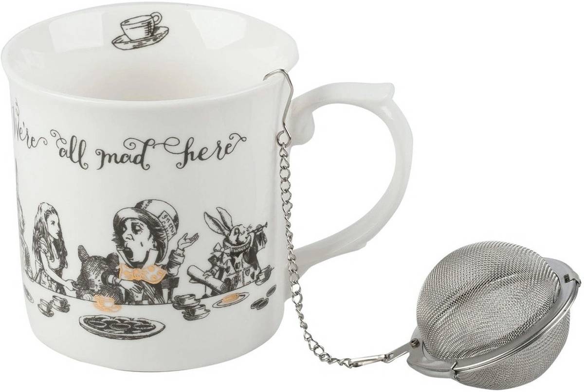 Mikasa V&A Alice In Wonderland Sada hrnečku a sítka na čaj, 300 ml