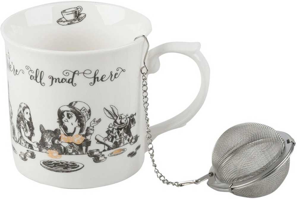 Mikasa V&A Alice In Wonderland Sada hrnečku a sítka na čaj, 300 ml