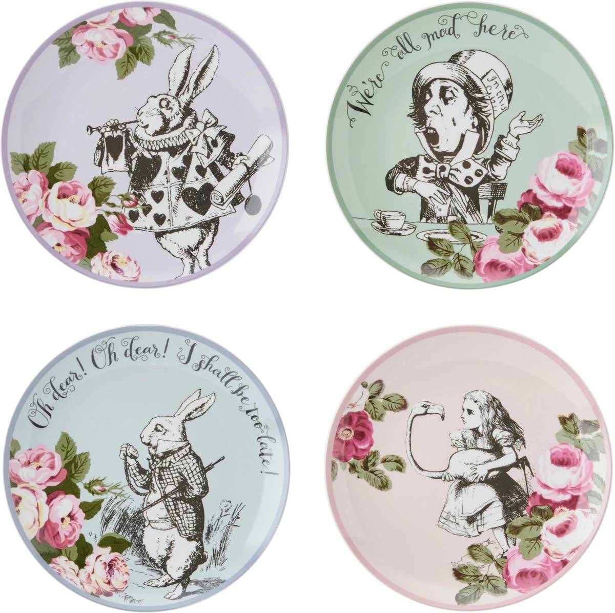 Mikasa V&A Alice In Wonderland Sada dezertních talířů, 4 ks