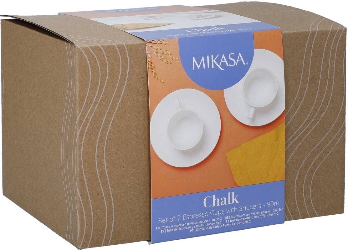 Mikasa Chalk Sada šálků s talířkem na espresso, 90 ml, 2 ks