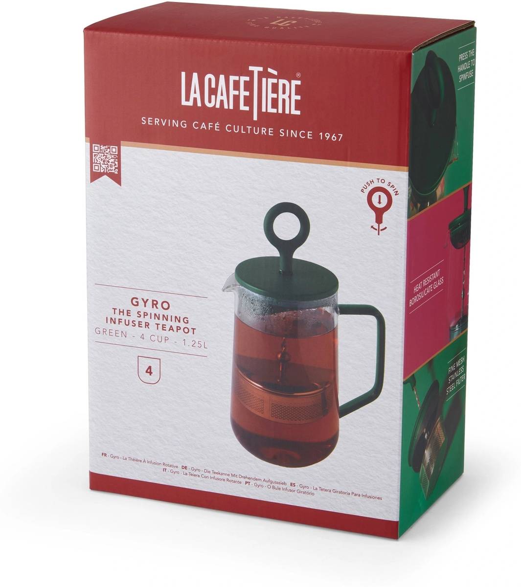 La Cafetière Gyro Skleněná konvice s filtrem, zelená, 1.25 l