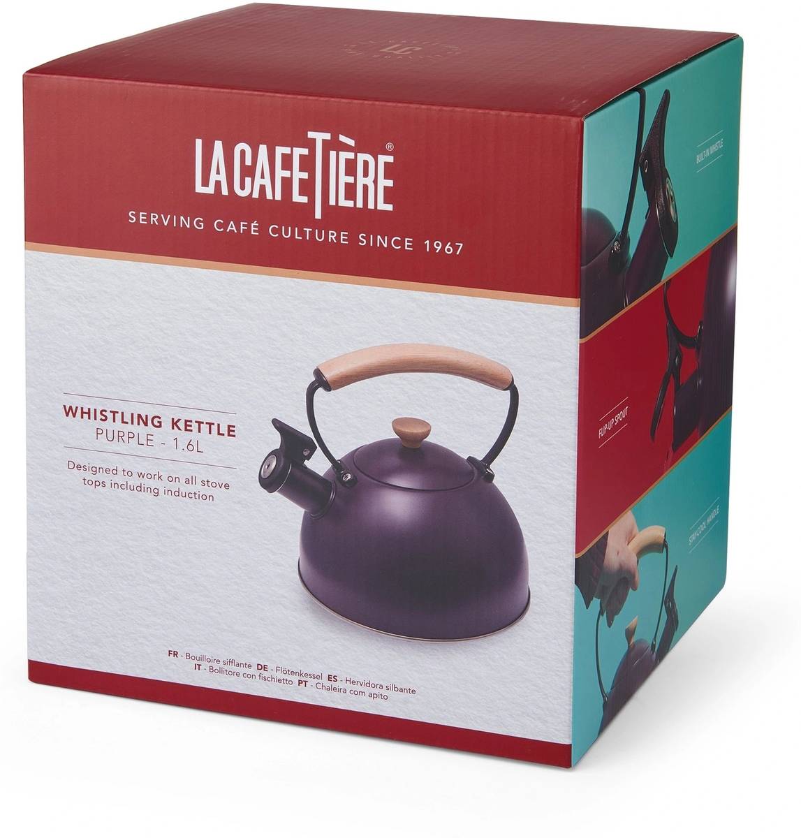 La Cafetière Konvice na vodu s píšťalkou, fialová, 1.6 l