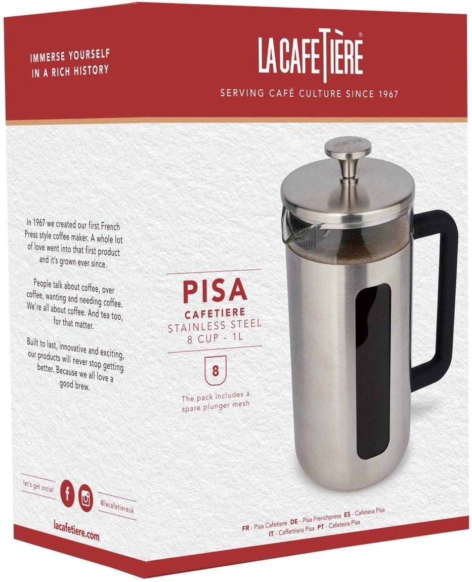 La Cafetière Pisa French Press v nerezovém provedení, pro 8 šálků
