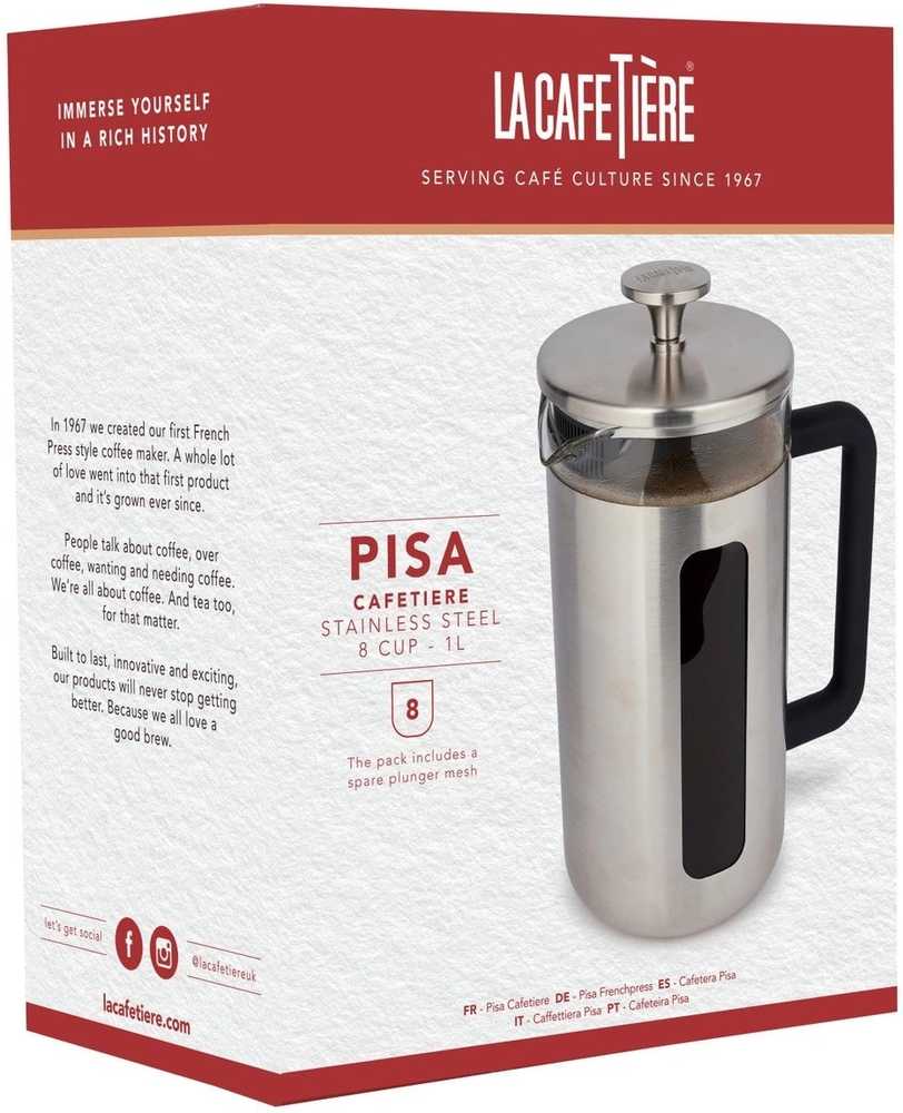 La Cafetière Pisa French Press v nerezovém provedení, pro 8 šálků