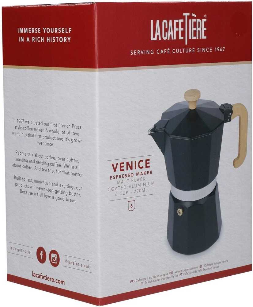 La Cafetière Venice Moka konvička, černá, pro 6 šálků