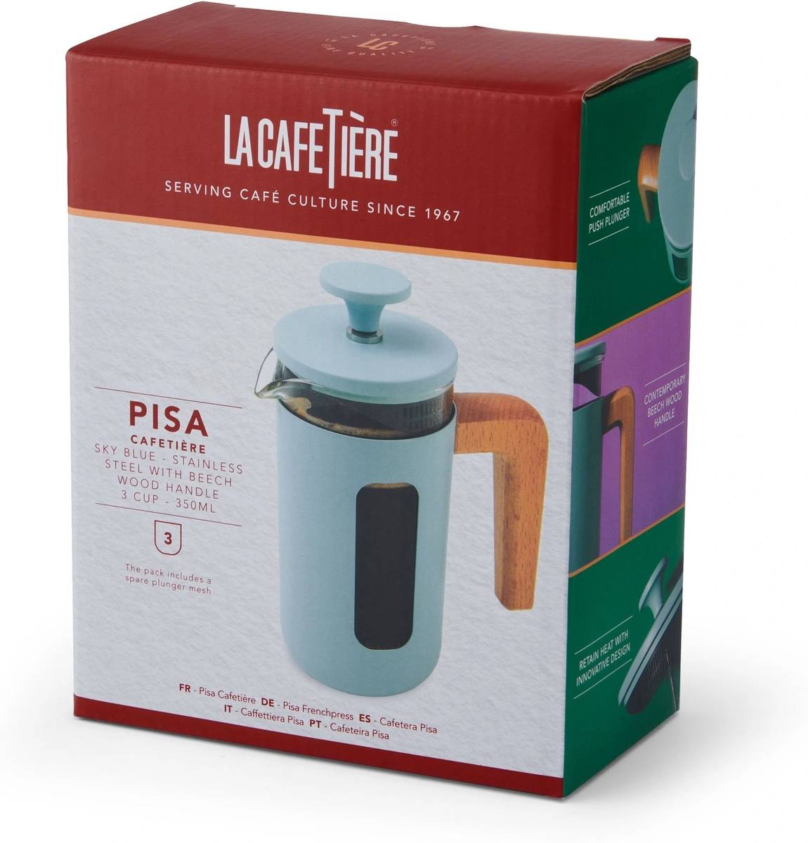 La Cafetière Pisa French Press, nebesky modrá, pro 3 šálky