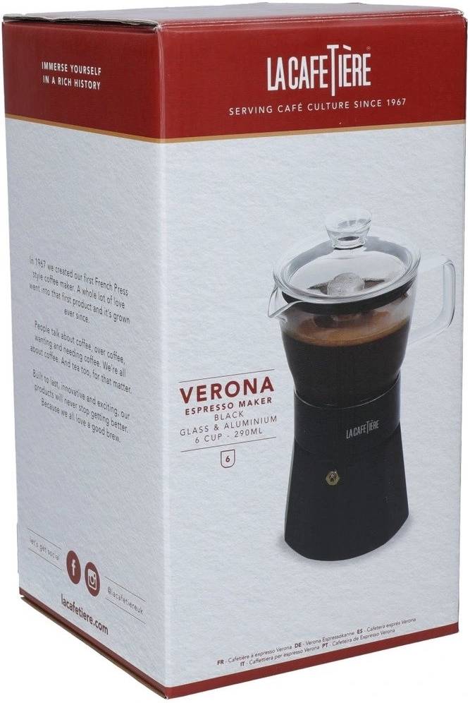 La Cafetière Verona Skleněný moka kávovar, černá, pro 6 šálků