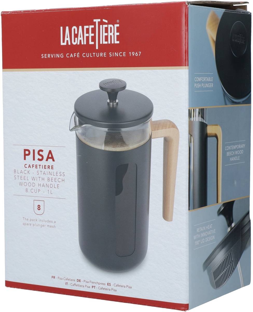 La Cafetière Pisa French Press z nerezové oceli, černá, pro 8 šálků