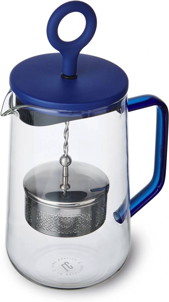 La Cafetière Gyro Skleněný konvice na čaj, s rotujícím infuzérem, modrá, 1.25 l