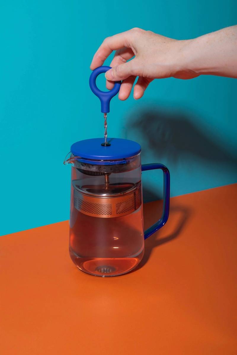 La Cafetière Gyro Skleněný konvice na čaj, s rotujícím infuzérem, modrá, 1.25 l