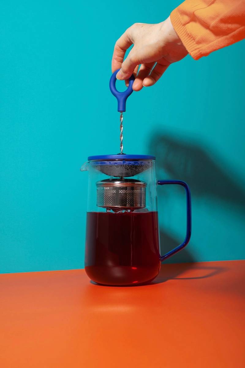 La Cafetière Gyro Skleněný konvice na čaj, s rotujícím infuzérem, modrá, 1.25 l