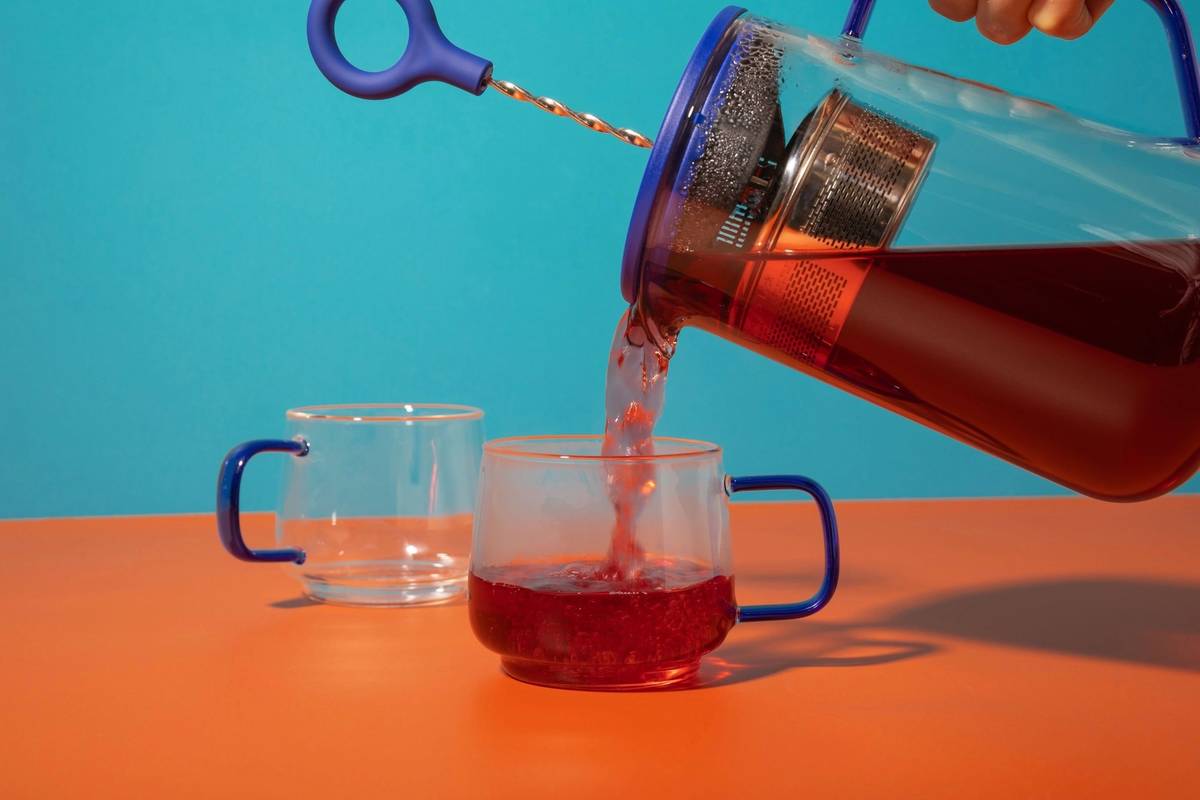 La Cafetière Gyro Skleněný konvice na čaj, s rotujícím infuzérem, modrá, 1.25 l