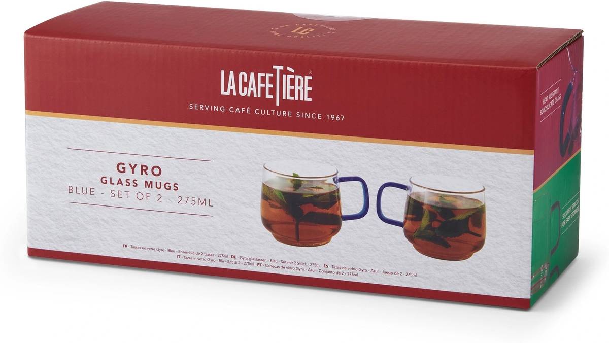 La Cafetière Gyro Sada skleněných hrnečků, modrá, 275 ml