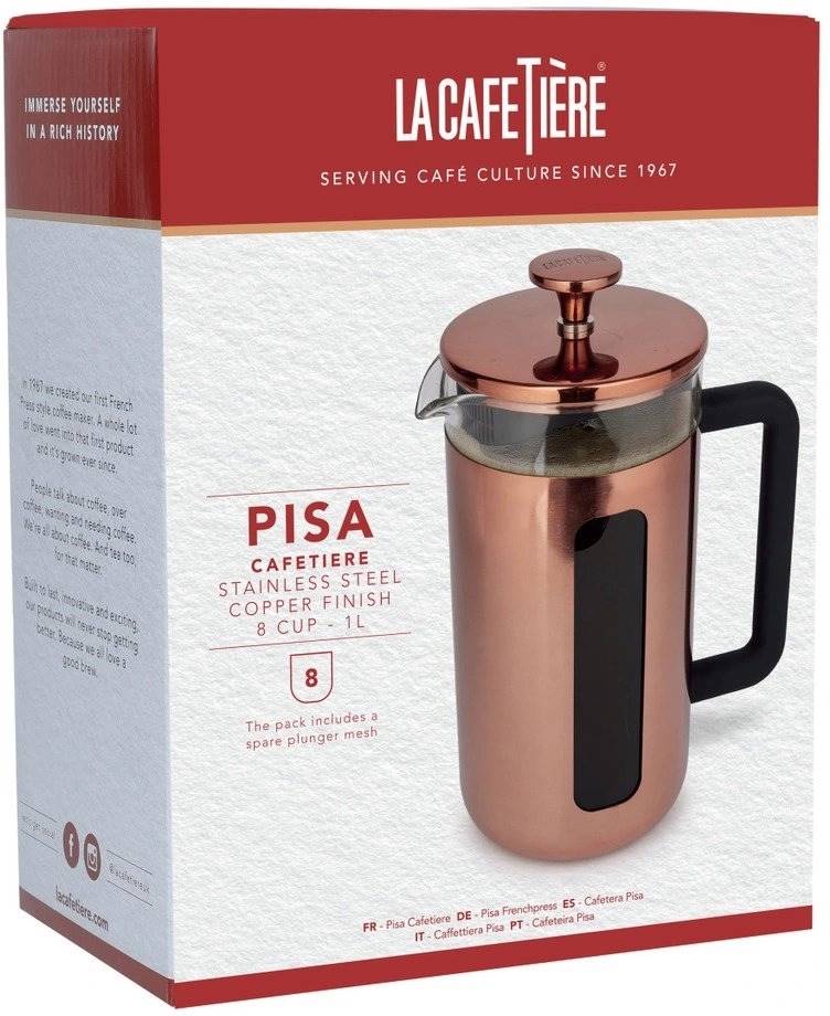 La Cafetière Pisa French Press v nerezovém provedení měď, pro 8 šálků
