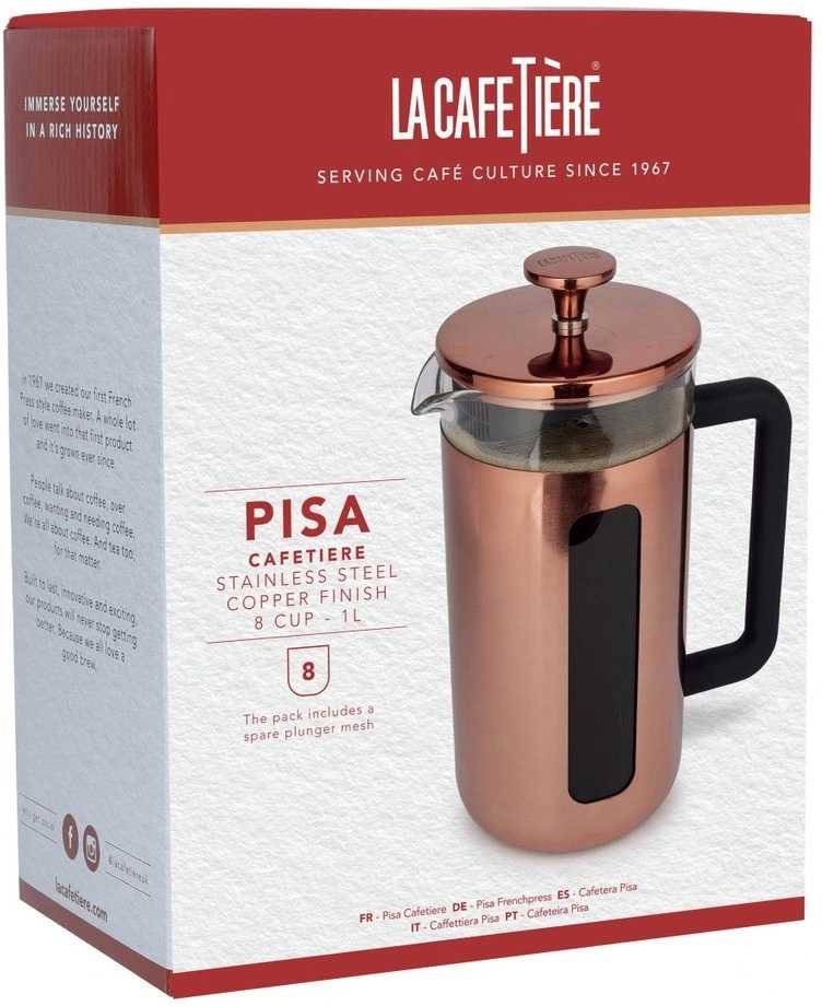 La Cafetière Pisa French Press v nerezovém provedení měď, pro 8 šálků