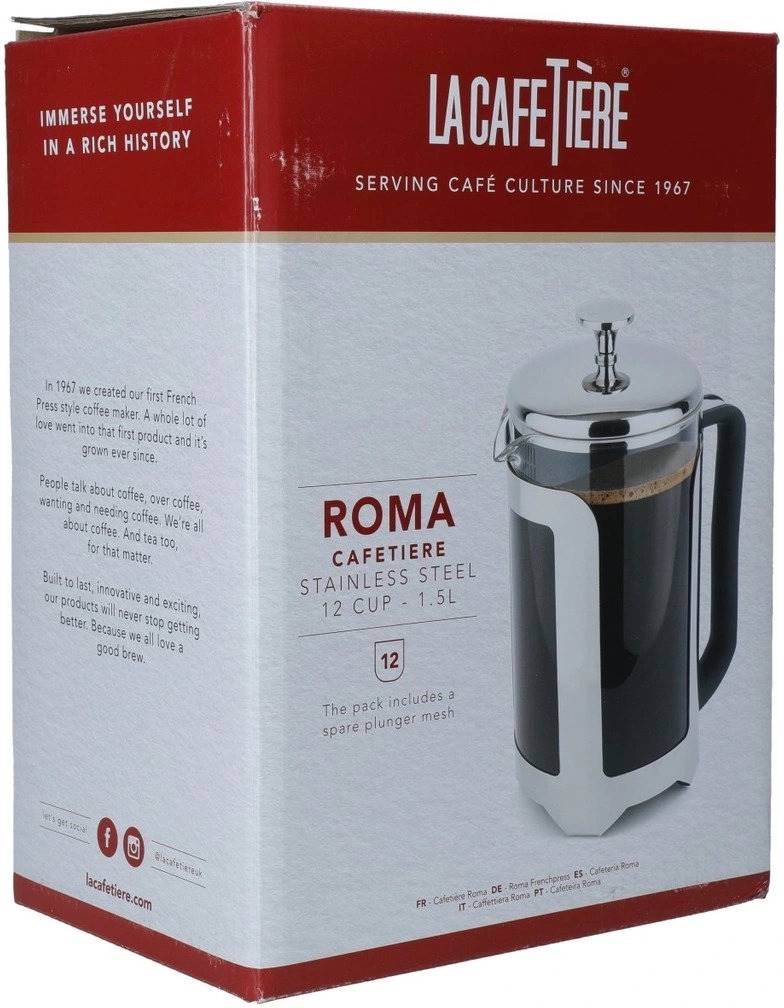 La Cafetière Roma French Press v nerezovém provedení, pro 12 šálků