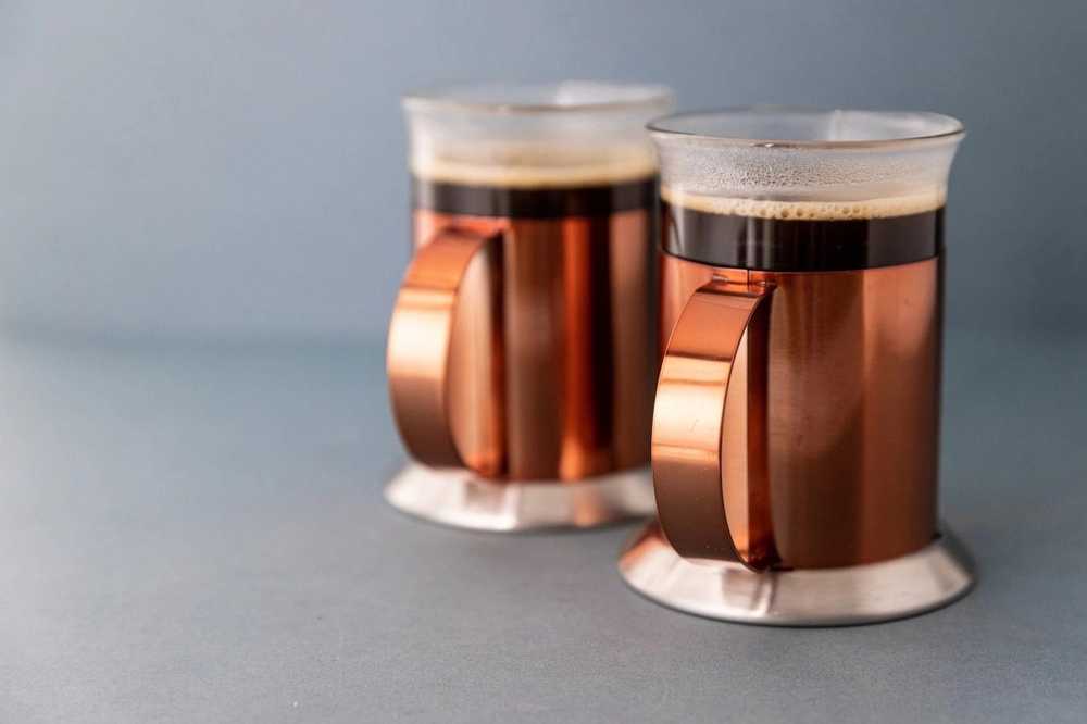La Cafetière Sada dvou šálků s leštěným měděným povrchem, 2 ks