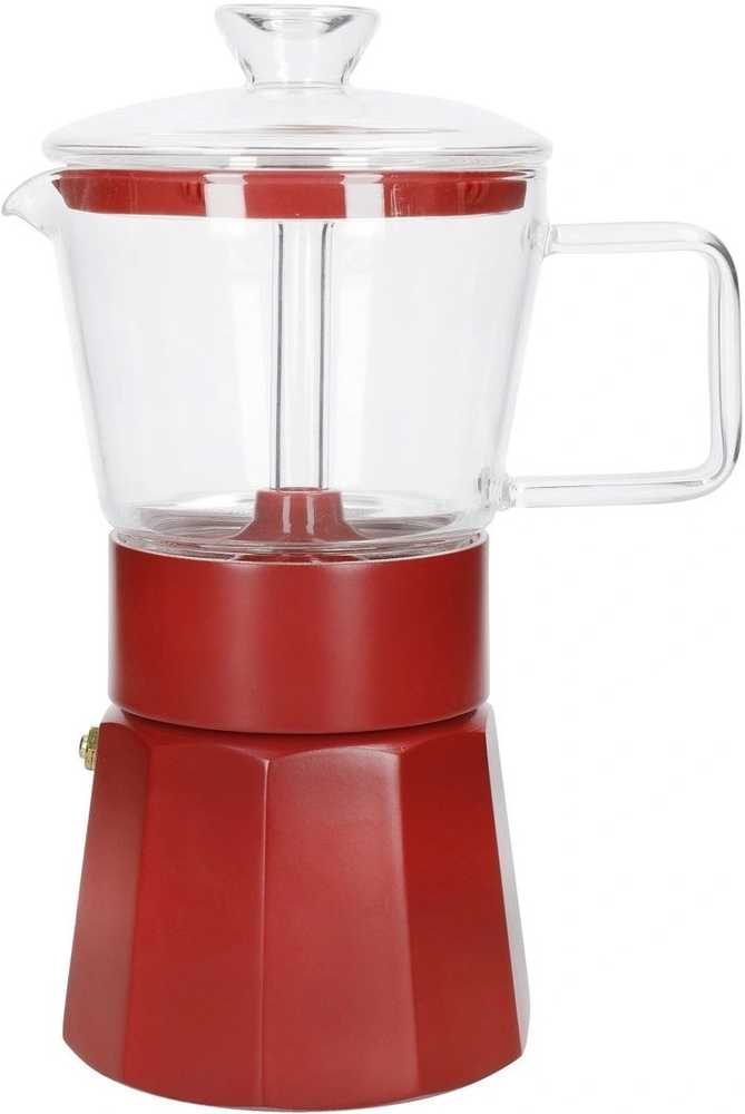 La Cafetière Verona Skleněný moka kávovar, červená, pro 6 šálků