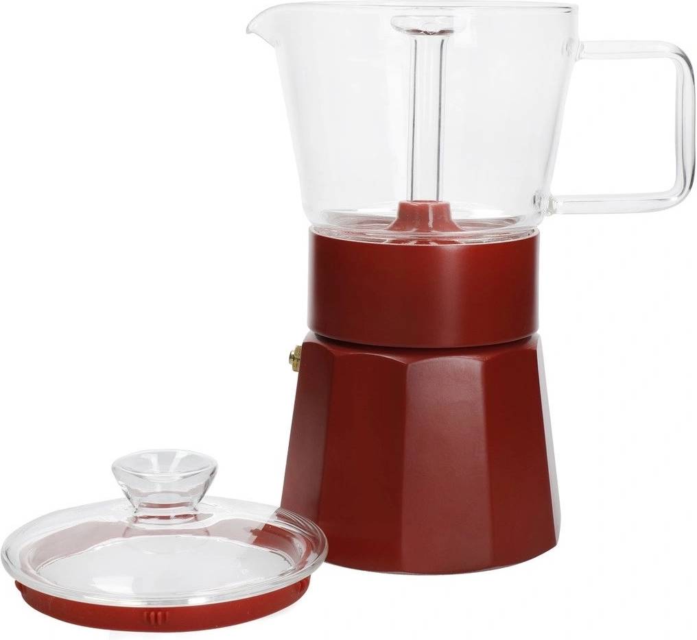 La Cafetière Verona Skleněný moka kávovar, červená, pro 6 šálků