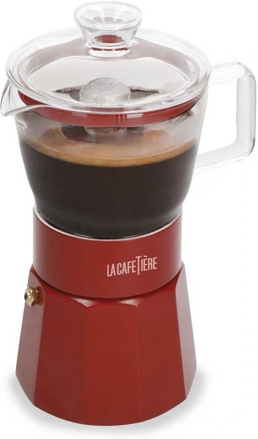 La Cafetière Verona Skleněný moka kávovar, červená, pro 6 šálků