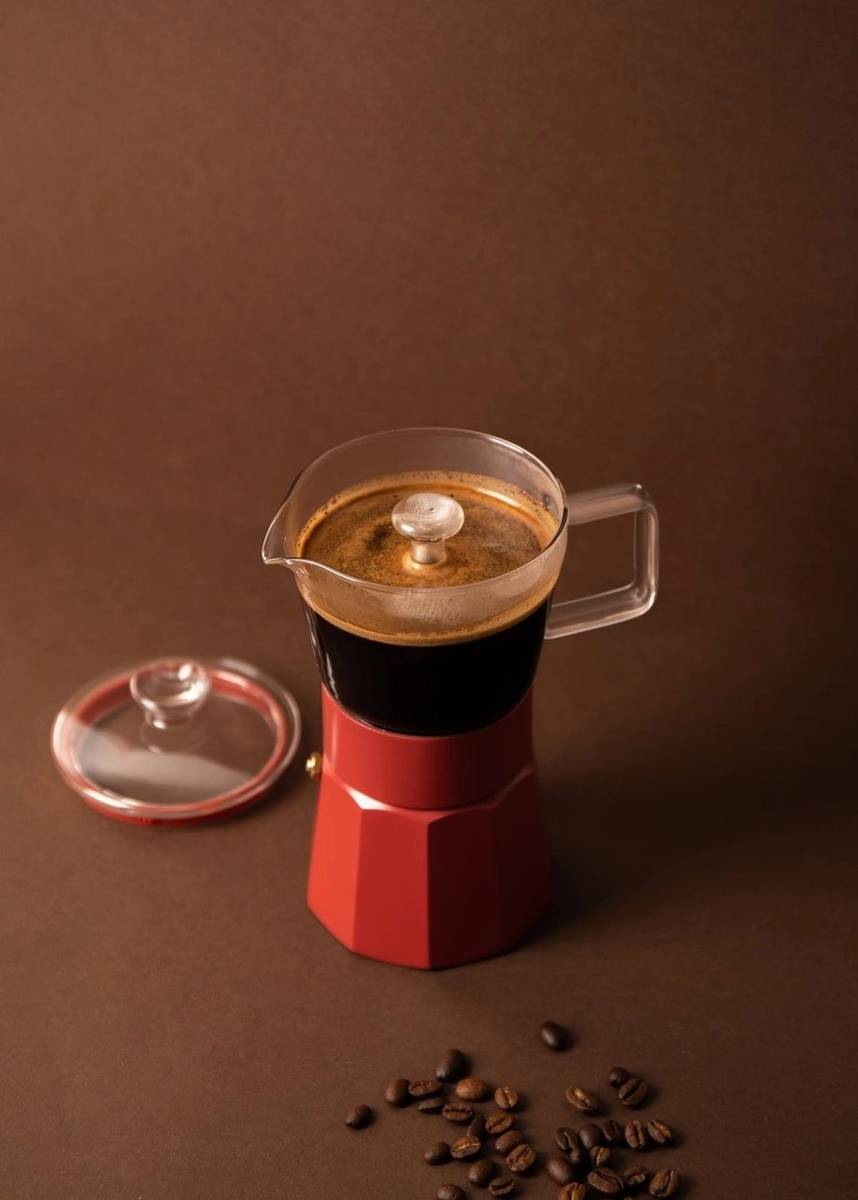 La Cafetière Verona Skleněný moka kávovar, červená, pro 6 šálků