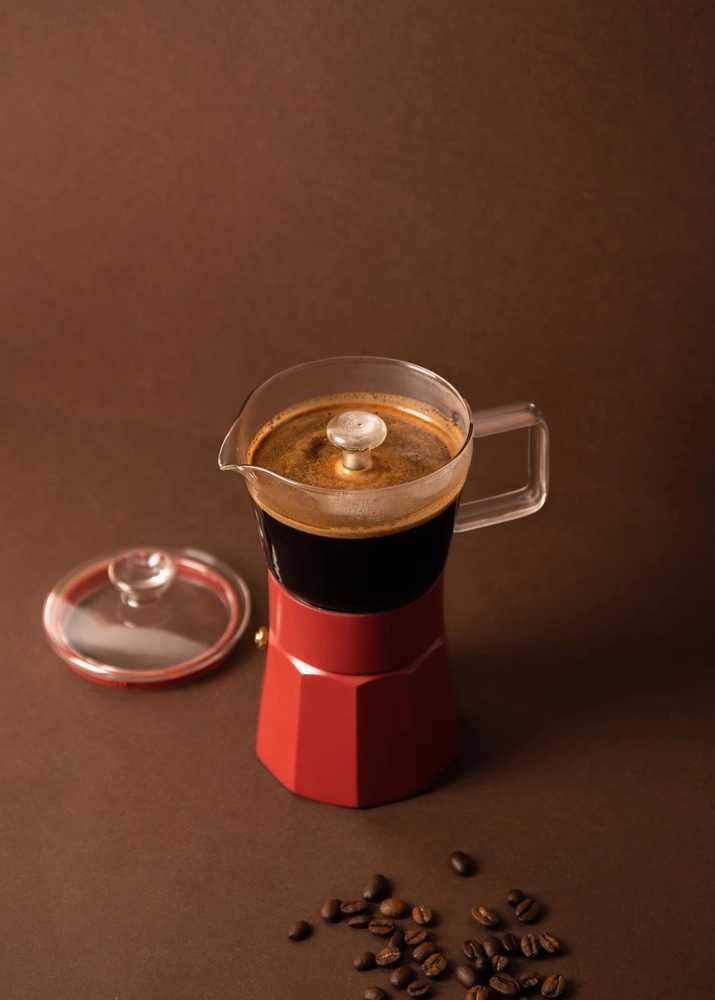 La Cafetière Verona Skleněný moka kávovar, červená, pro 6 šálků