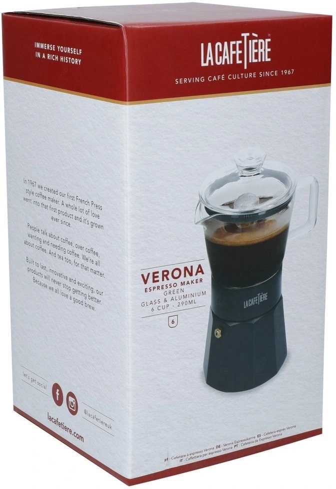 La Cafetière Verona Skleněný moka kávovar, zelená, pro 6 šálků
