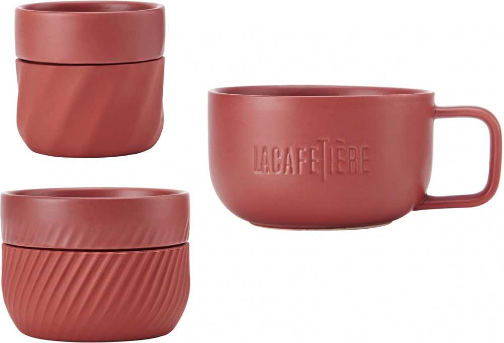 La Cafetière Sada hrnků, červená, 3 ks