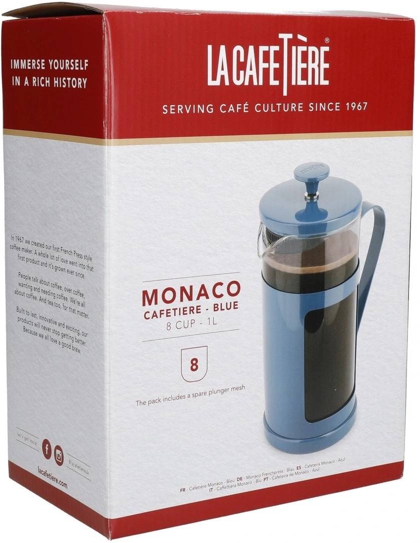 La Cafetière Monaco French Press Navy Blue, pro 8 šálků