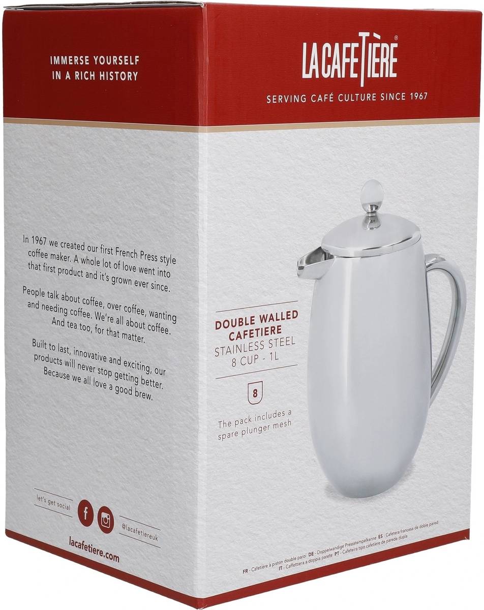 La Cafetière French Press z nerezové oceli, pro 8 šálků