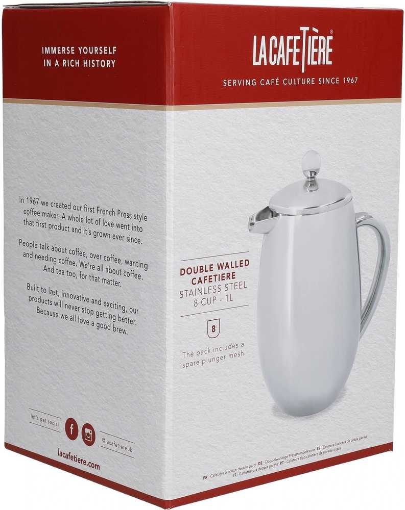 La Cafetière French Press z nerezové oceli, pro 8 šálků
