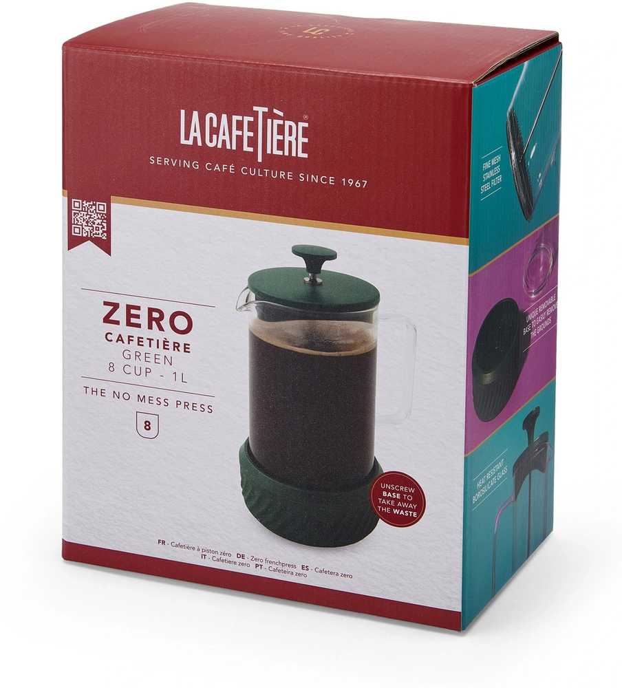 La Cafetière Zero Skleněný French Press, zelená, 1 l, pro 8 šálků