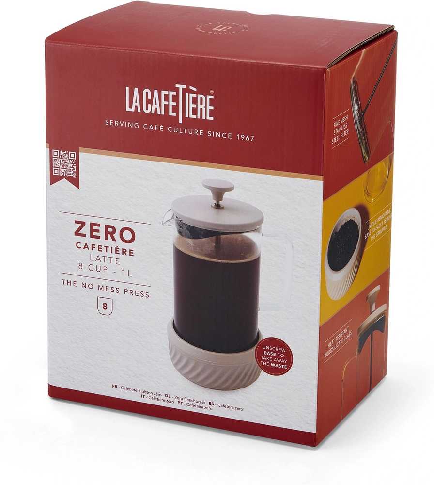 La Cafetière Zero Skleněný French Press, béžová, 1 l, pro 8 šálků