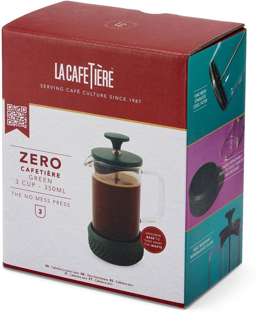 La Cafetière Zero Skleněný French Press, zelená, 350 ml, pro 3 šálky