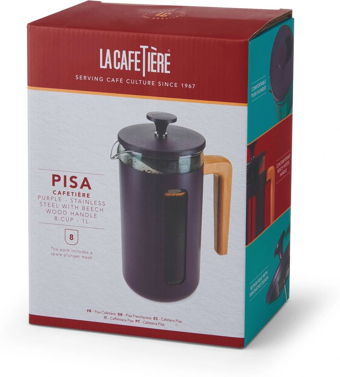 La Cafetière Pisa French Press, fialová, pro 8 šálků