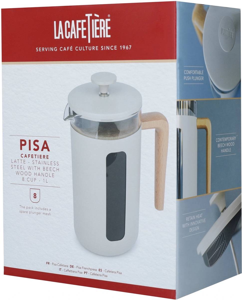 La Cafetière Pisa French Press z nerezové oceli, krémová, pro 8 šálků