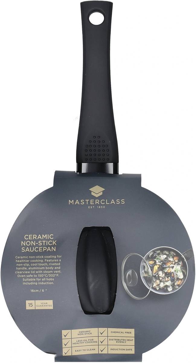MasterClass Keramický nepřilnavý rendlík s poklicí, 16 cm