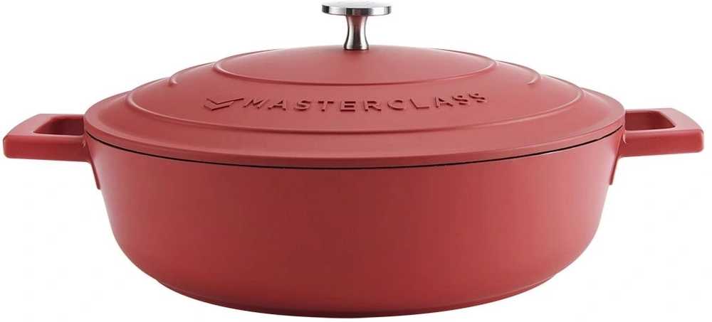 MasterClass Nízký kastrol z litého hliníku, červená, 28 cm