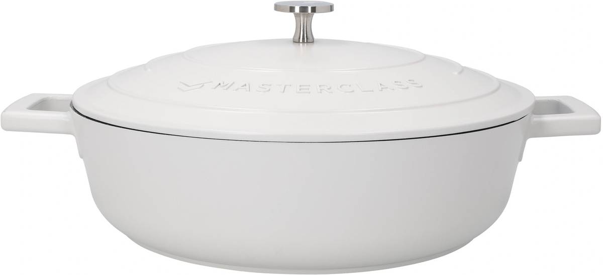 MasterClass Nízký kastrol z litého hliníku, smetanově bílá, 28 cm